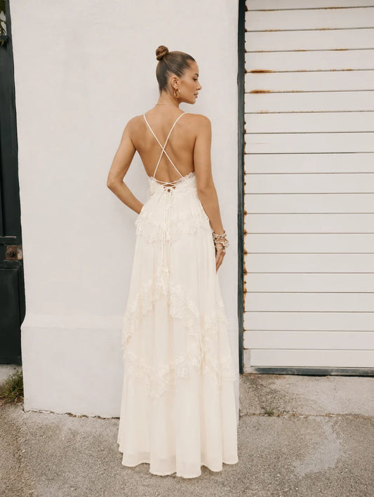 Joyce Lace Tiered maxi dress