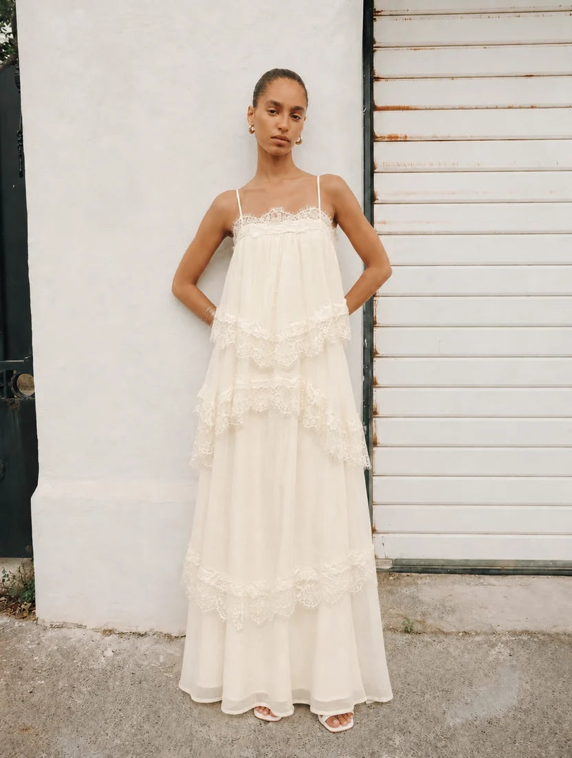 Joyce Lace Tiered maxi dress