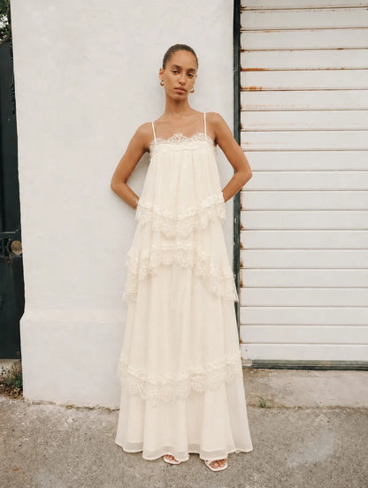 Joyce Lace Tiered maxi dress