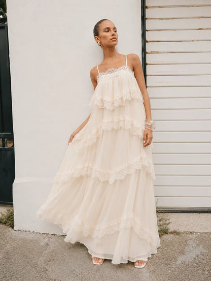 Joyce Lace Tiered maxi dress