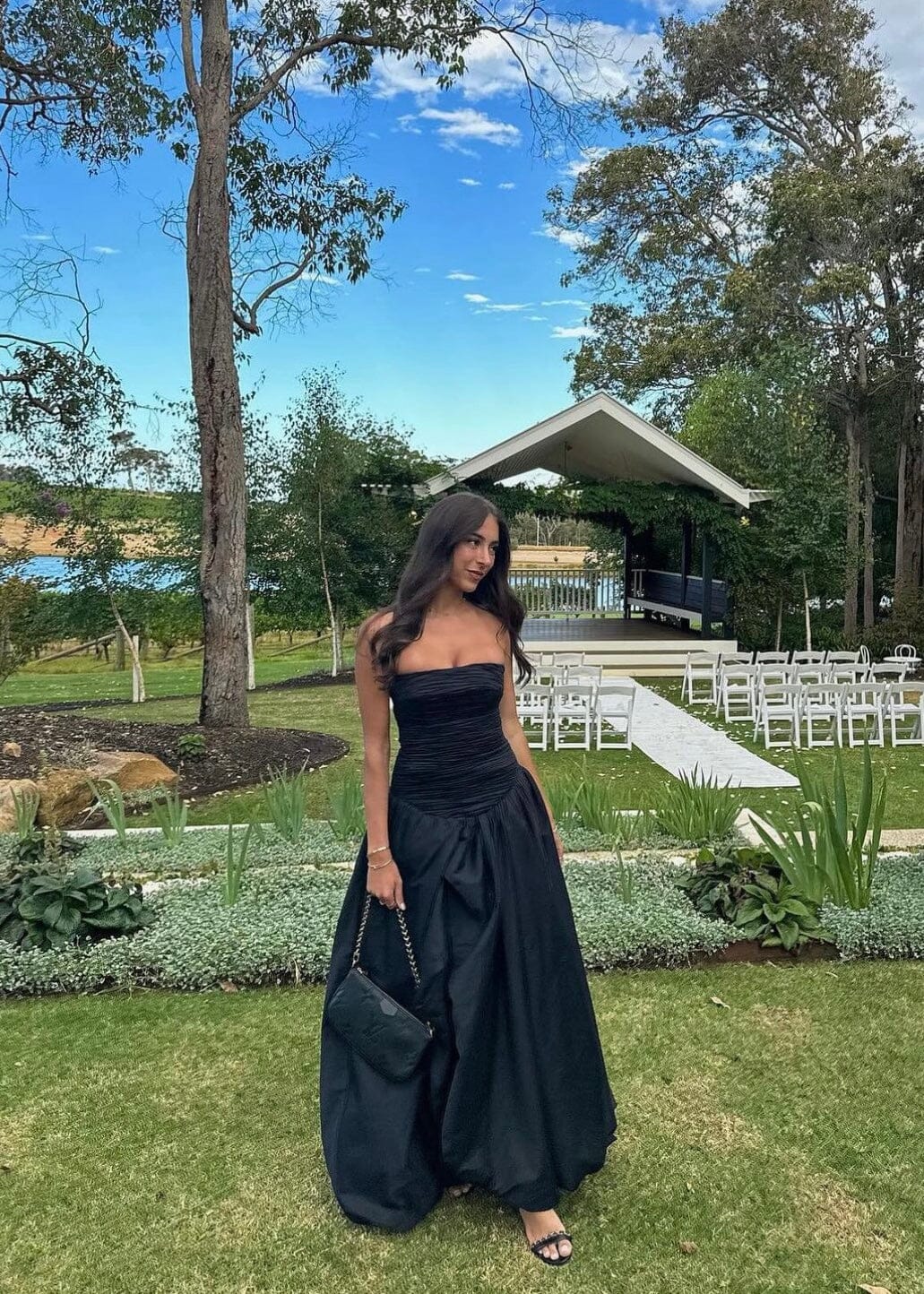 Violette Bubble Hem maxi in Black