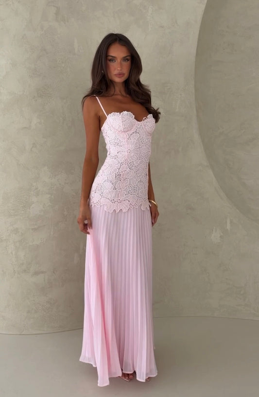 Borrowed Heart maxi dress in Baby Pink