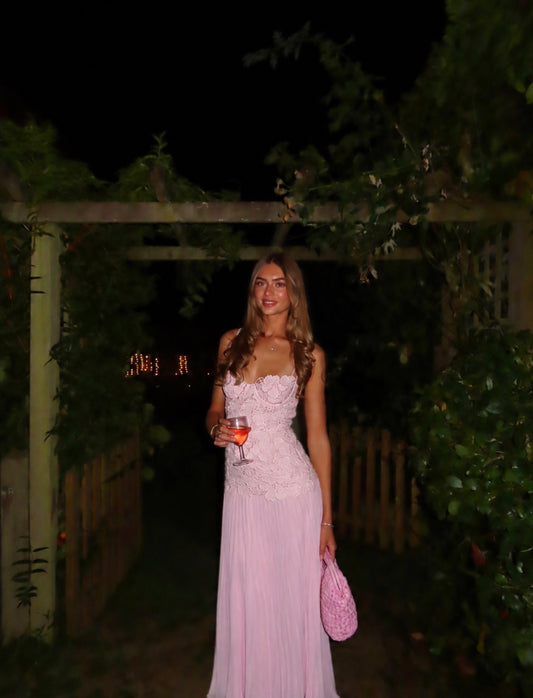 Borrowed Heart maxi dress in Baby Pink