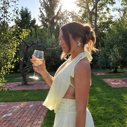 Elysia Chiffon maxi dress in Lemon