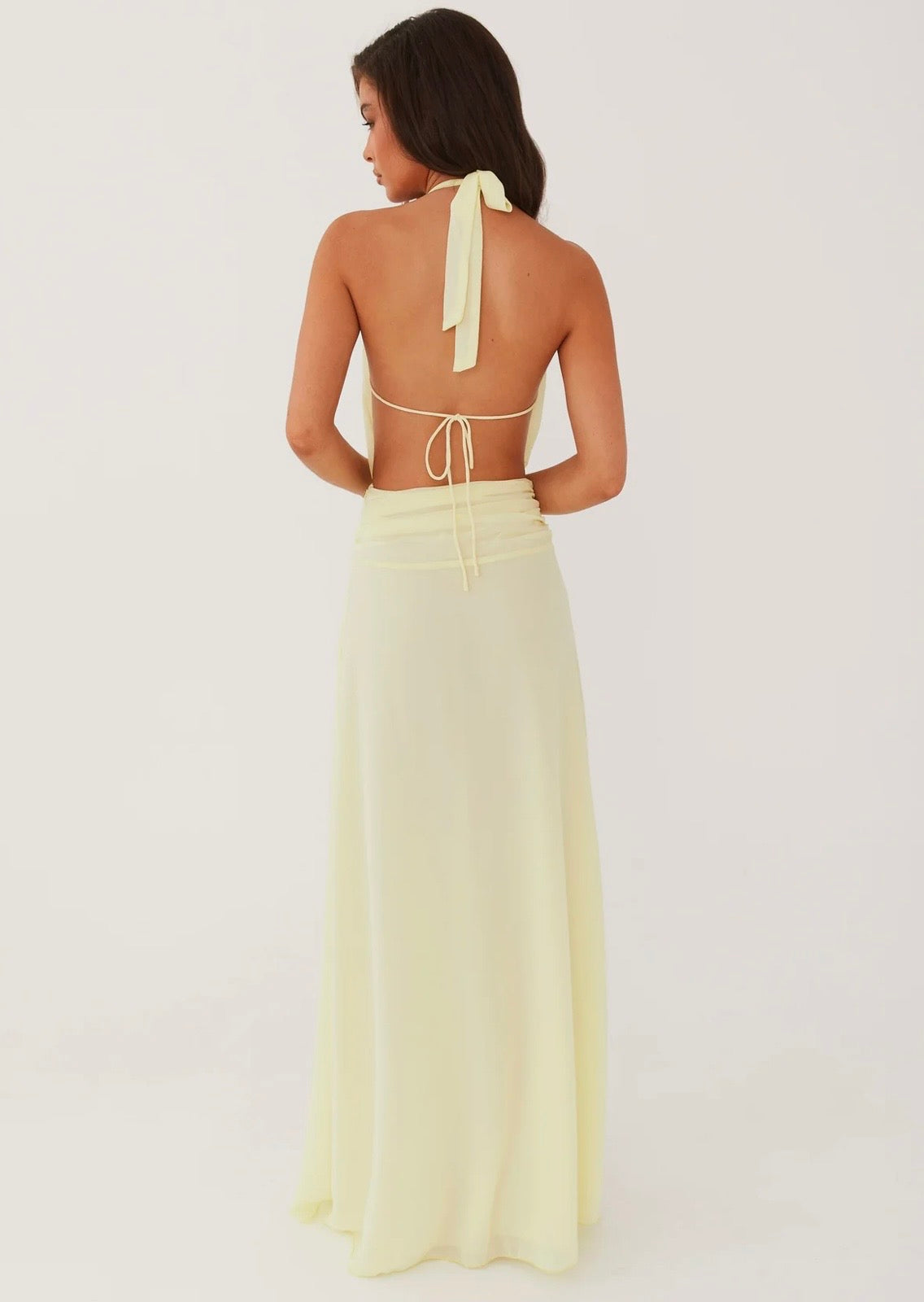 Elysia Chiffon maxi dress in Lemon