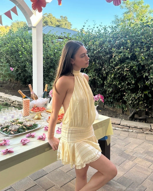 Chiffon mini dress in Yellow