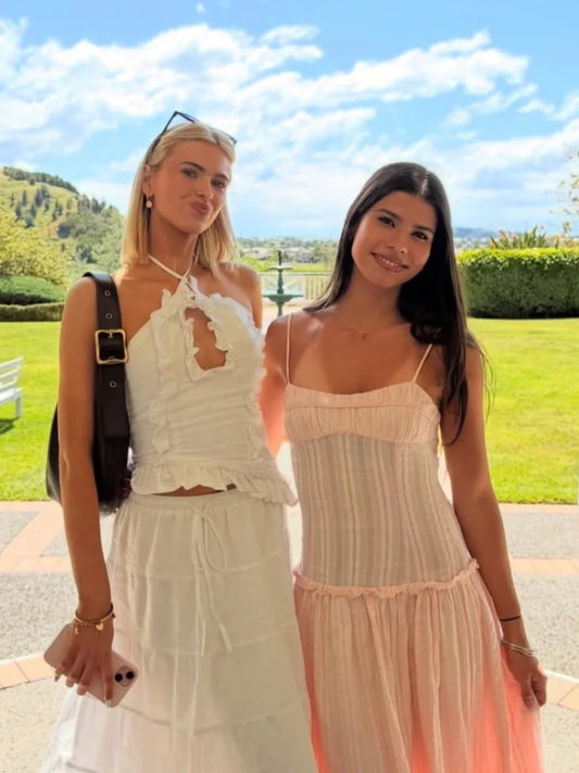 Jacinda Drop Waist maxi dress in Pink