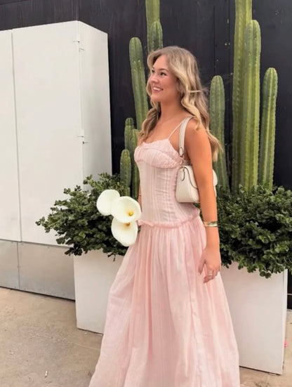 Jacinda Drop Waist maxi dress in Pink