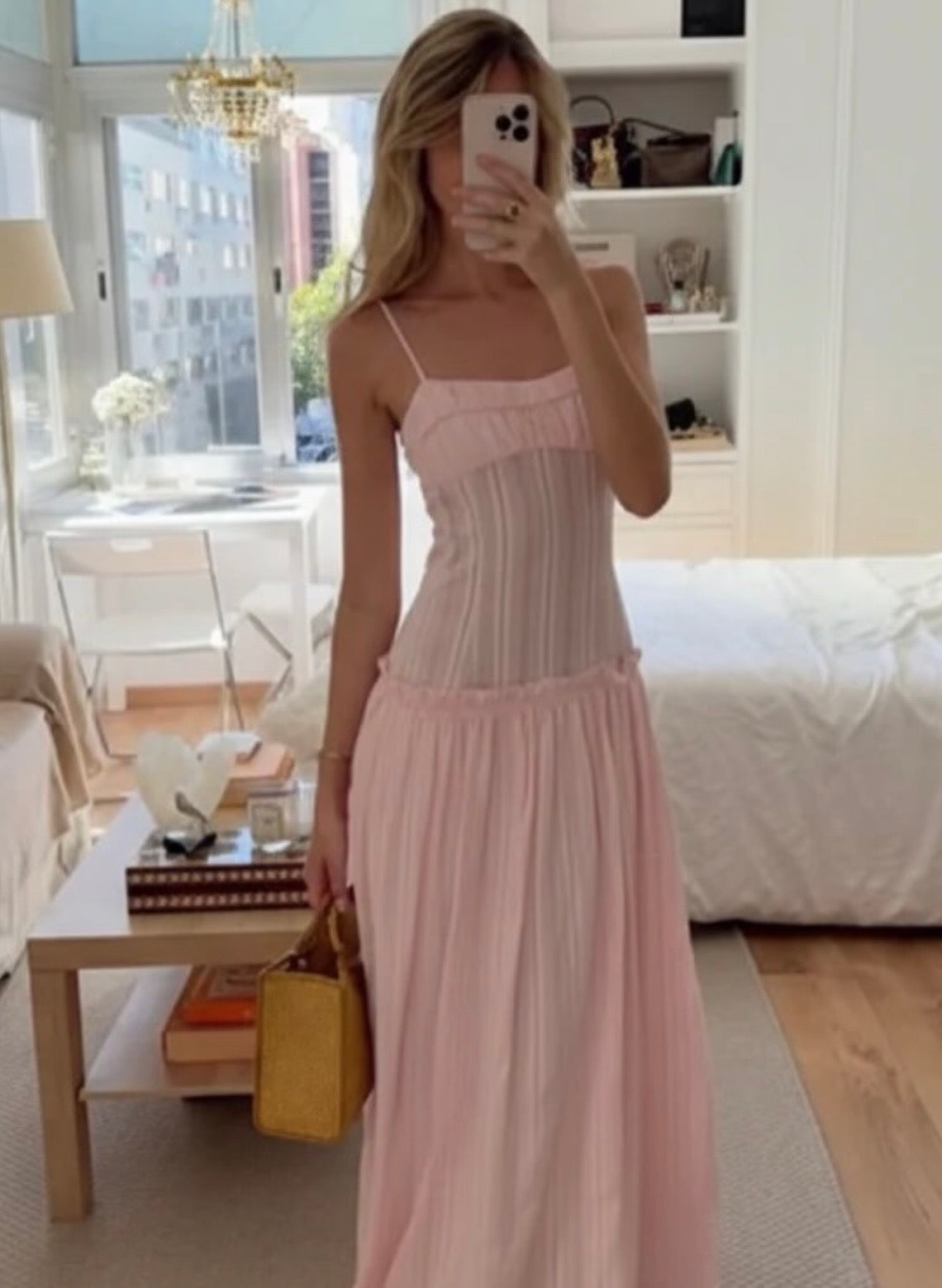 Jacinda Drop Waist maxi dress in Pink