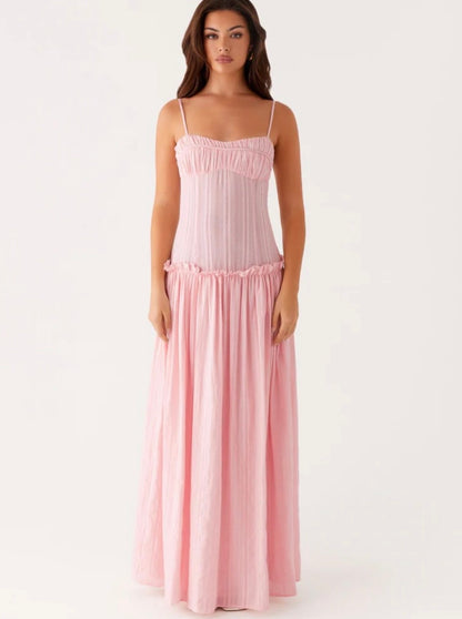 Jacinda Drop Waist maxi dress in Pink