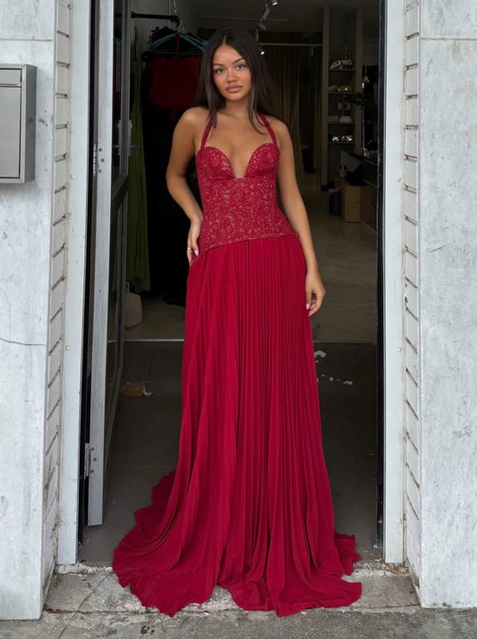 Gaia maxi dress in Dark Red